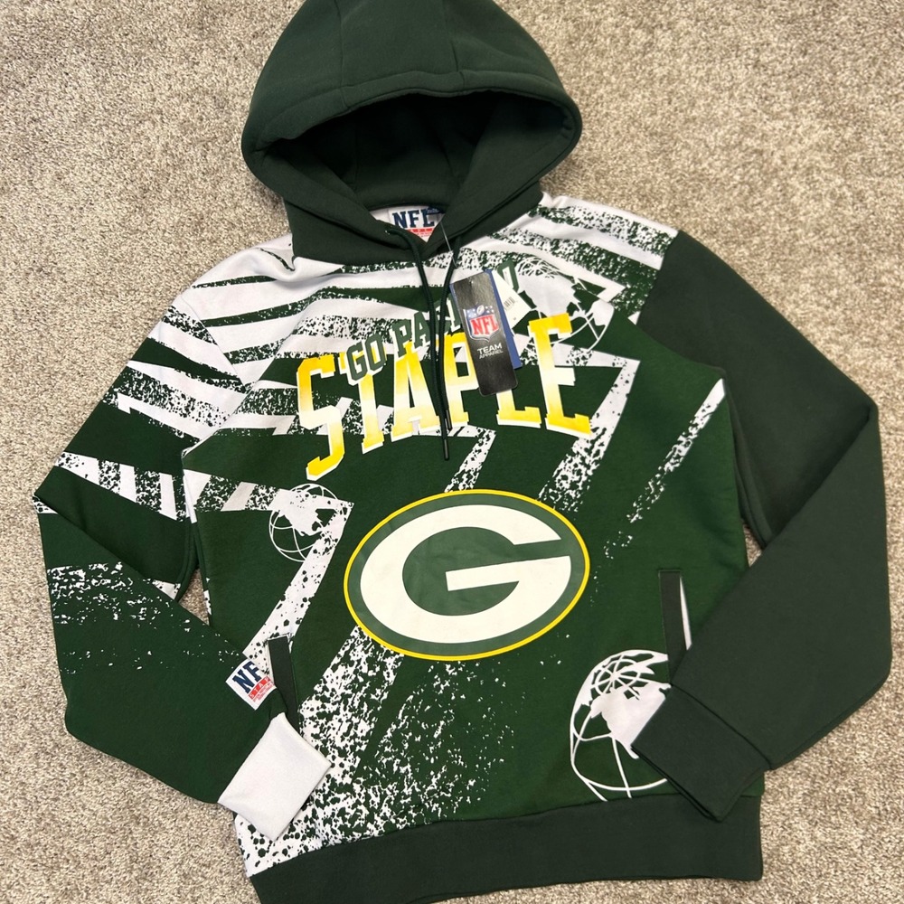 Green Bay Packers NFL x Staple All Over Print Hoodie Sweatshirt Men Medium‎ New